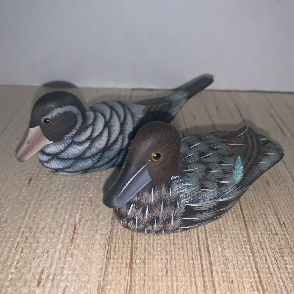 VTG 2 Hand Painted/Carved Wood Duck  People Republic Of China 1970-1990 Numbered